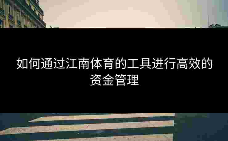 如何通过江南体育的工具进行高效的资金管理